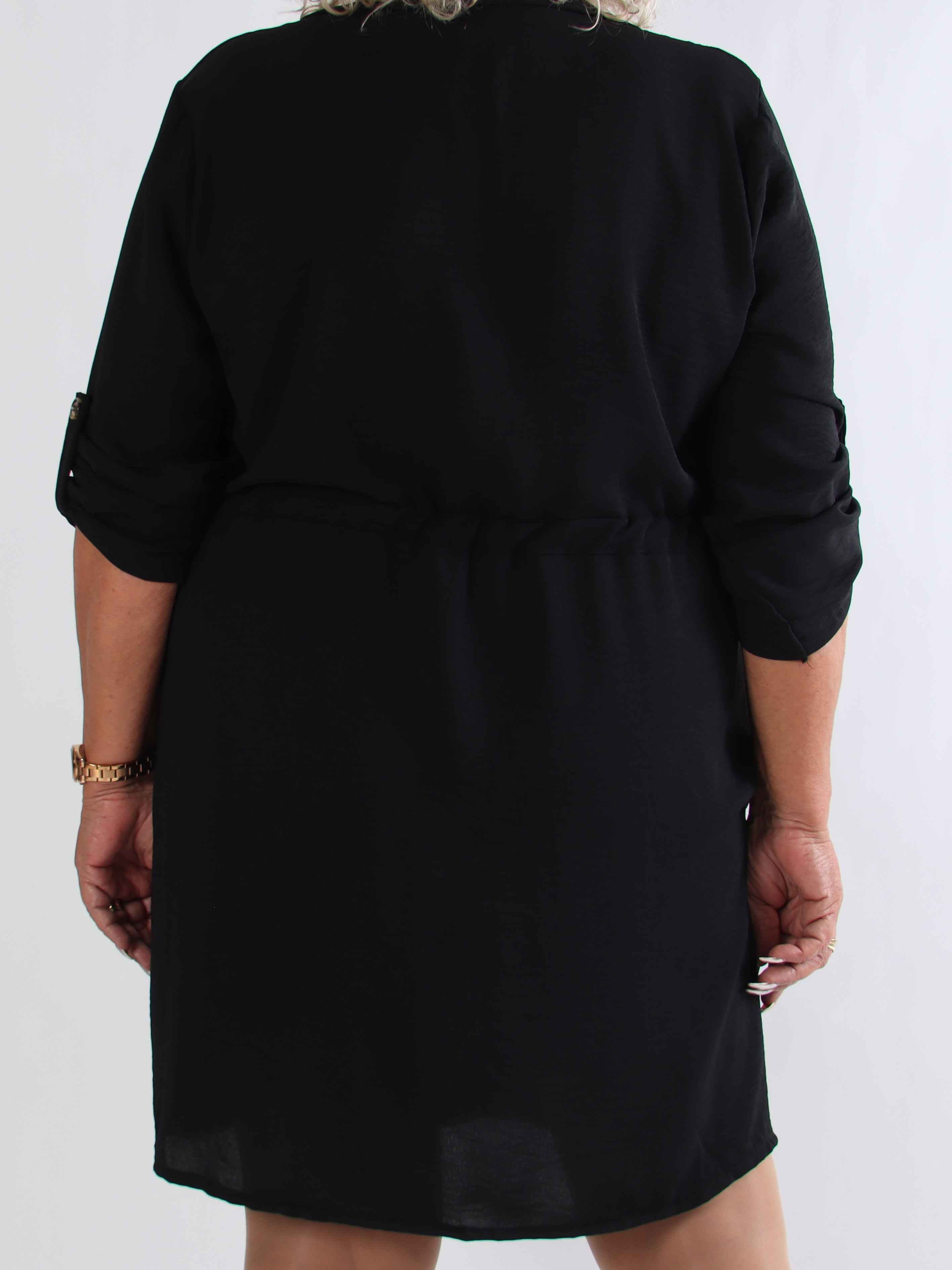 Baretta - Sød plus size skjortekjole med bindebånd i taljen